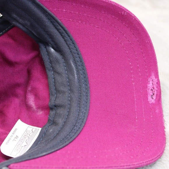 Patagonia Hat Cap Womens Snap Back Gray Pink Bear Logo Trucker Outdoors Hike - Picture 8 of 9